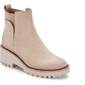 Dolce Vita Studded Huey Booties in Bone Suede